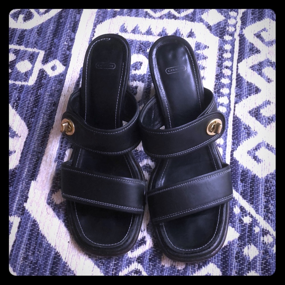 Coach Sandals block heel and signature turnlock